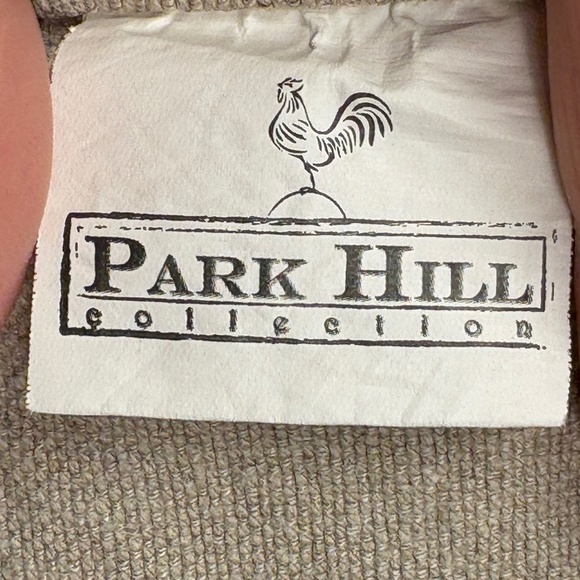 Park Hill Collection 100% Linen Farmhouse Tablecloth 48 X 57 Beige Black Stripe - Picture 5 of 14